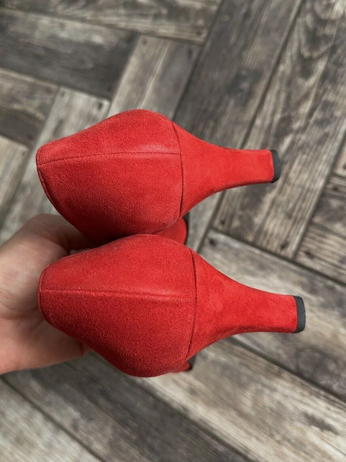 Charles Jourdan Vintage Charles Jourdan Paris Red Heels Suede Leather Shoes Size US 8 / IT 38 - 11 Thumbnail