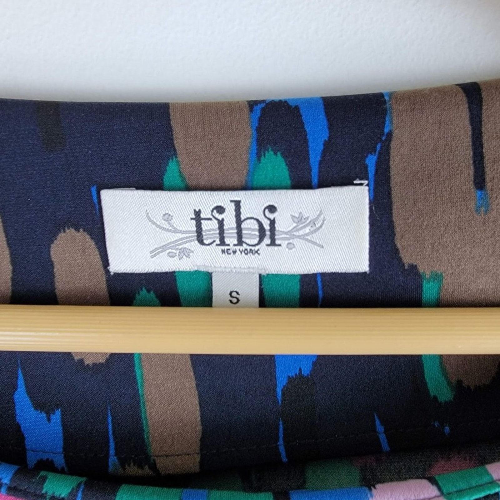 Tibi Tibi Abstract Printed Mini Dress Roll Tab Sleeves Crew Neck Size S / US 4 / IT 40 - 6 Thumbnail