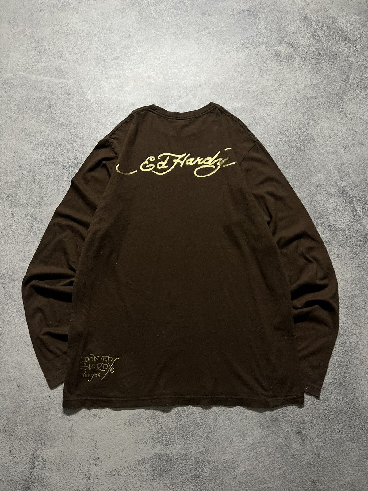 Ed Hardy Vintage Y2k Ed Hardy Brown 🤎 Skull☠️ Crazy Long Sleeve 00’s Size US L / EU 52-54 / 3 - 5 Thumbnail
