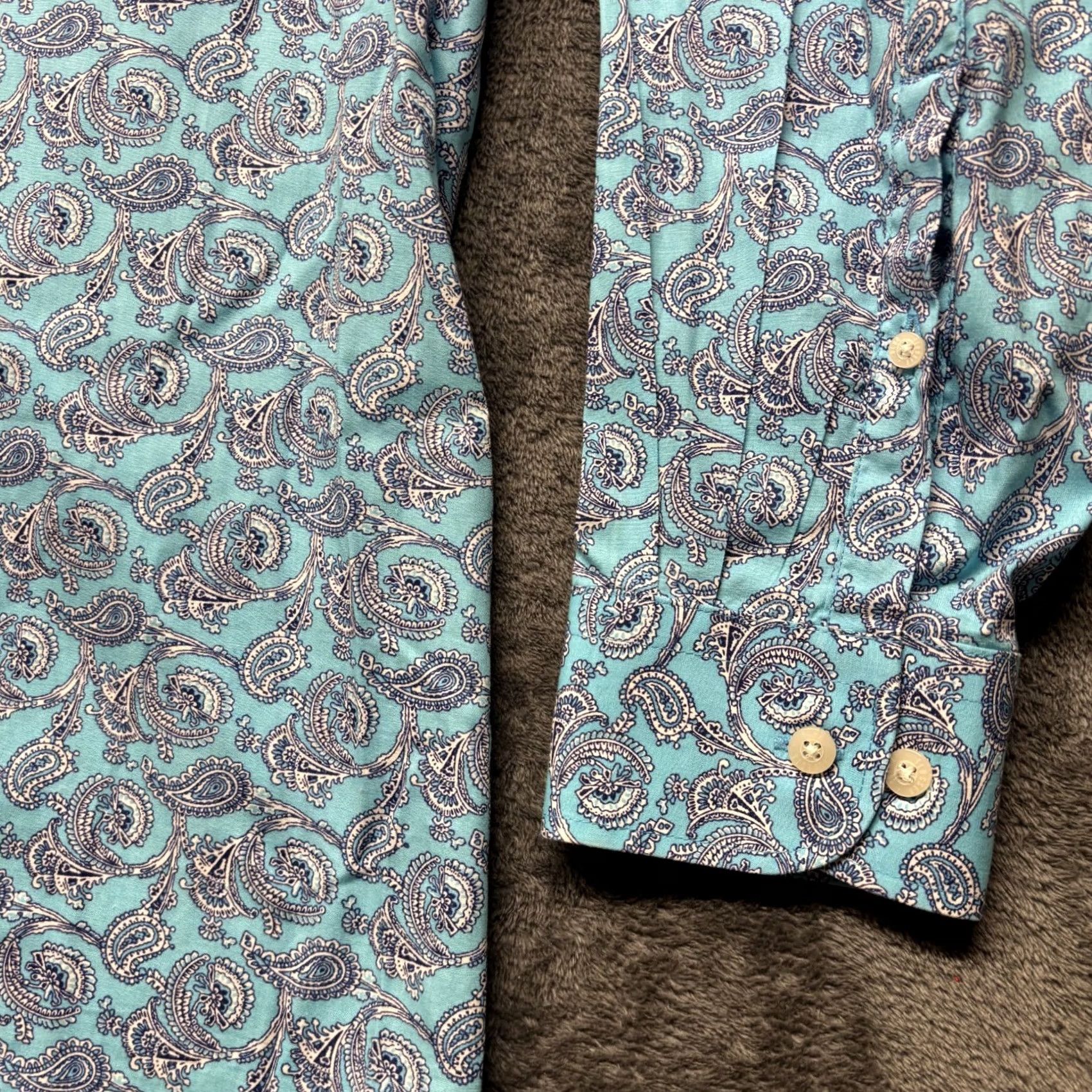 Vintage Alan Flusser Shirt Mens Large Blue Paisley Button Up Long Sleeve Preppy Classic Size US L / EU 52-54 / 3 - 3 Thumbnail