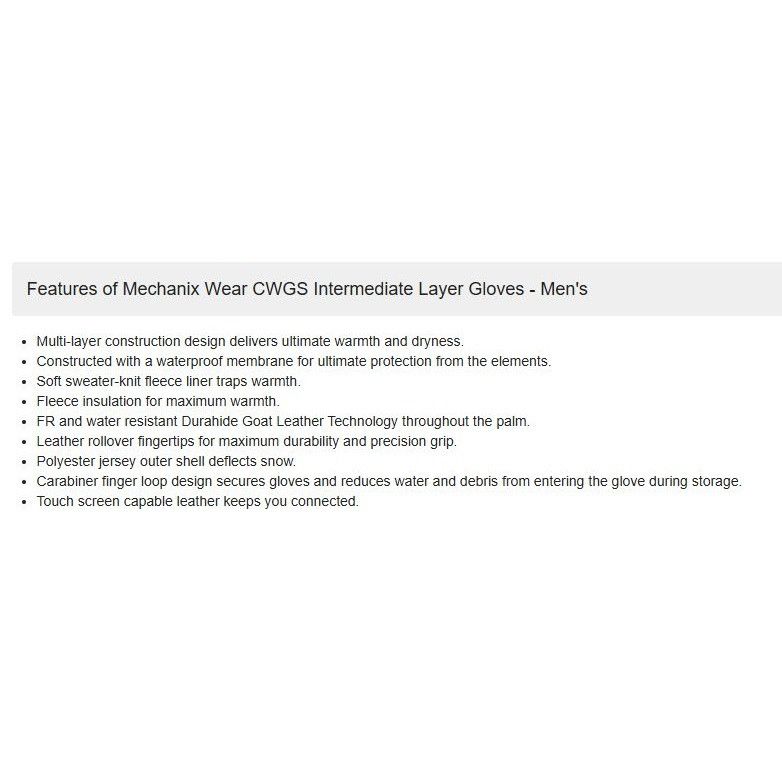 Other Mechanix Wear Cold Work CWGS Intermediate Layer Gloves Cover Size ONE SIZE - 4 Thumbnail