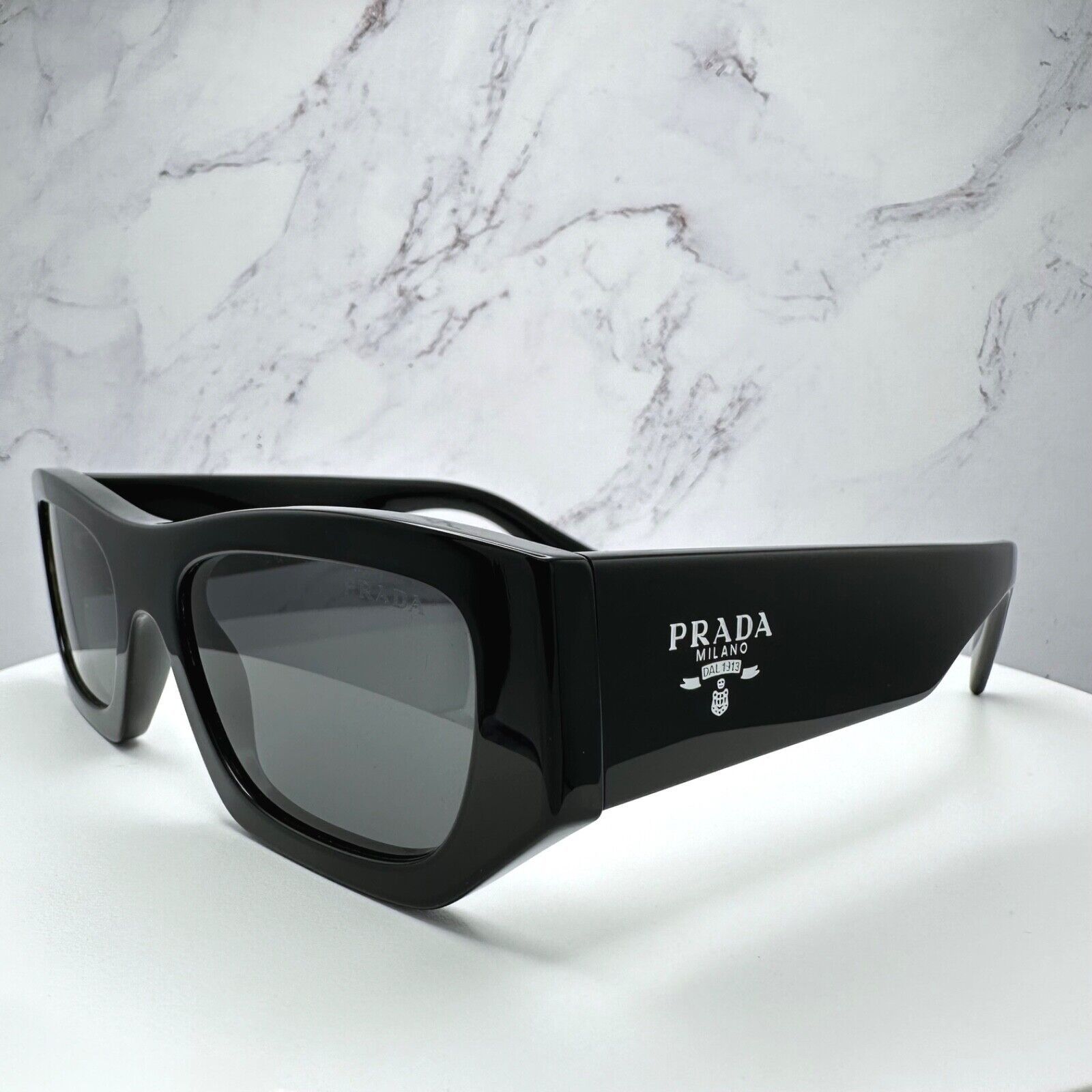 Prada PRADA Sunglasses Black Square PRADA MILANO Silver Logo Size ONE SIZE - 21 Thumbnail