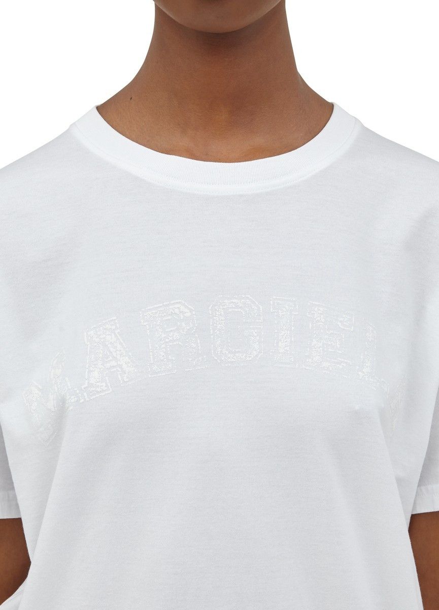 Maison Margiela oc11z0925 Logo Cotton Jersey T-Shirt in White Size M / US 6-8 / IT 42-44 - 3 Thumbnail