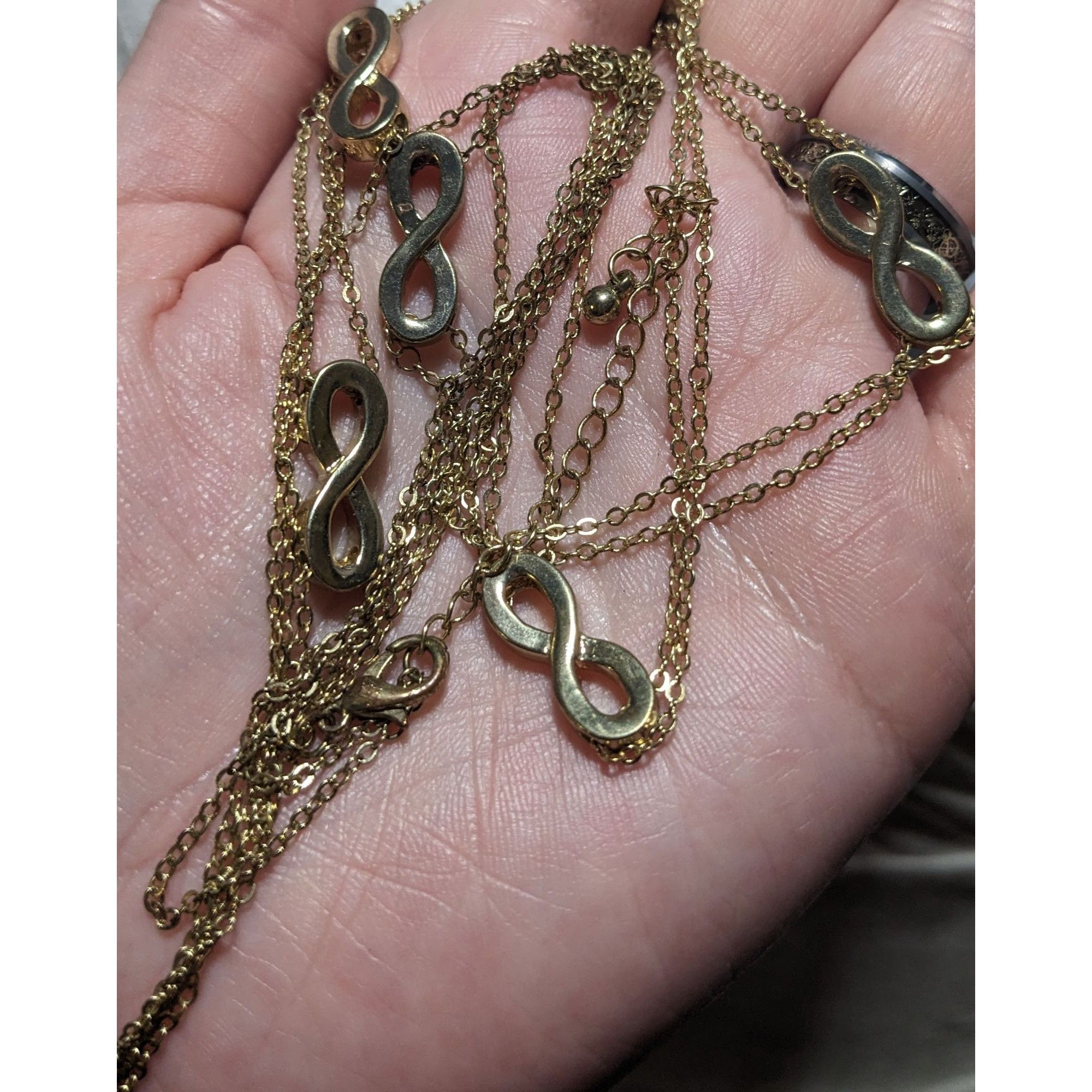 Other Gold Multi-Strand Long Necklace With Infinity Symbol Accents Size ONE SIZE - 9 Thumbnail