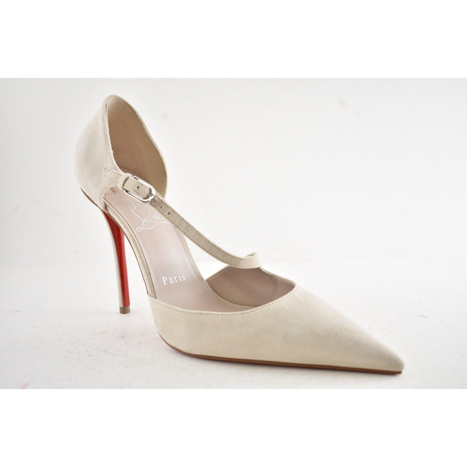 Christian Louboutin Christian Louboutin Pearl Beige Suede Cross Strap Pump 38 Size US 7 / IT 37 - 8 Thumbnail