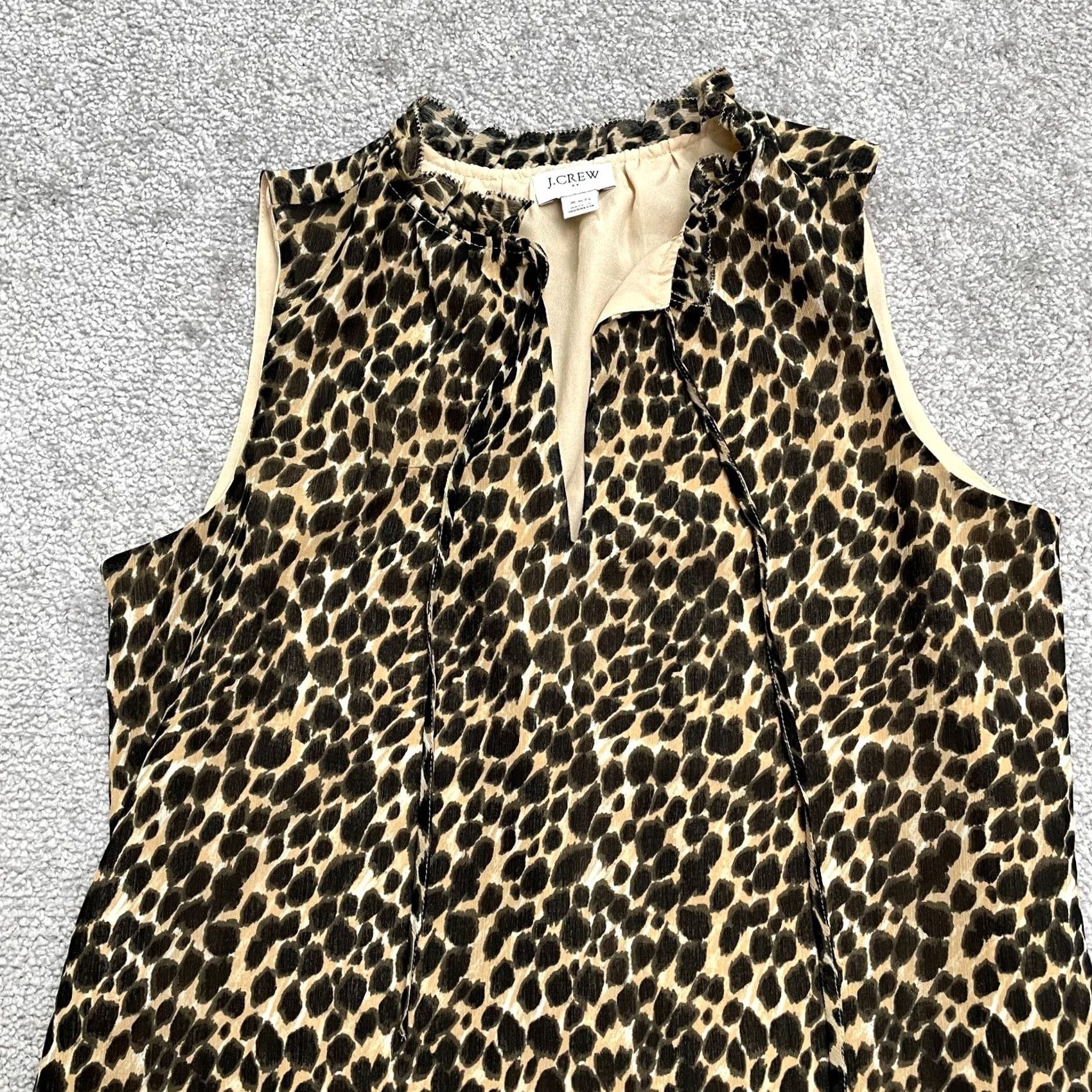 J.Crew J.Crew Leopard Tank Blouse Womens XS Brown Black Animal Print Sleeveless Casual Size XXS / US 00 / IT 34 - 4 Thumbnail