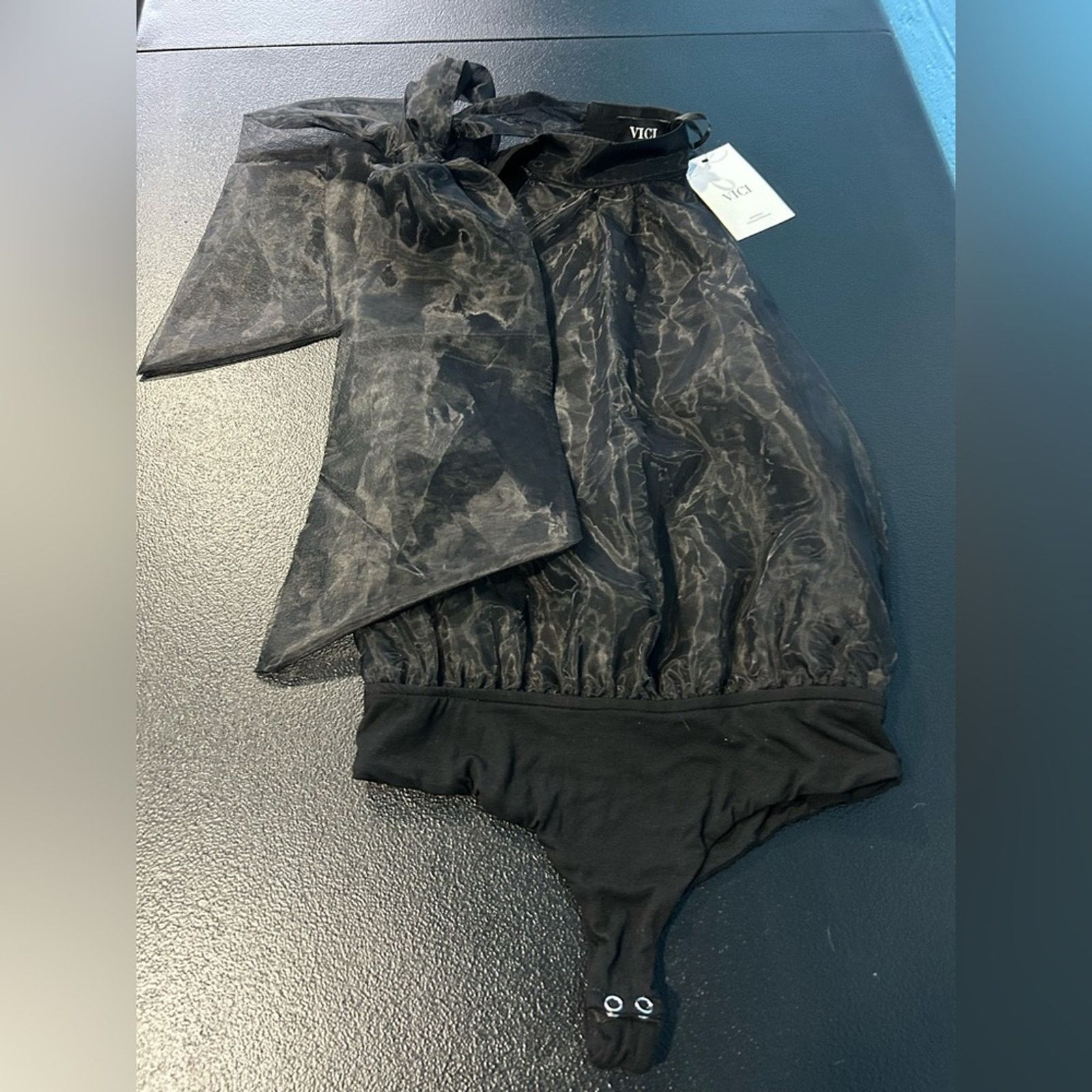 Other Vici Black Organza Halter Bow Tie Neck Bodysuit NWT S Size S / US 4 / IT 40 - 3 Thumbnail
