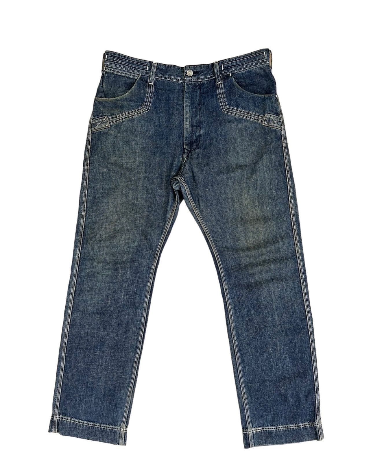 Vintage SACRIFICE Japan Union Made Dirty Muddy Denim Sailor Jeans Size US 34 / EU 50 - 2 Thumbnail