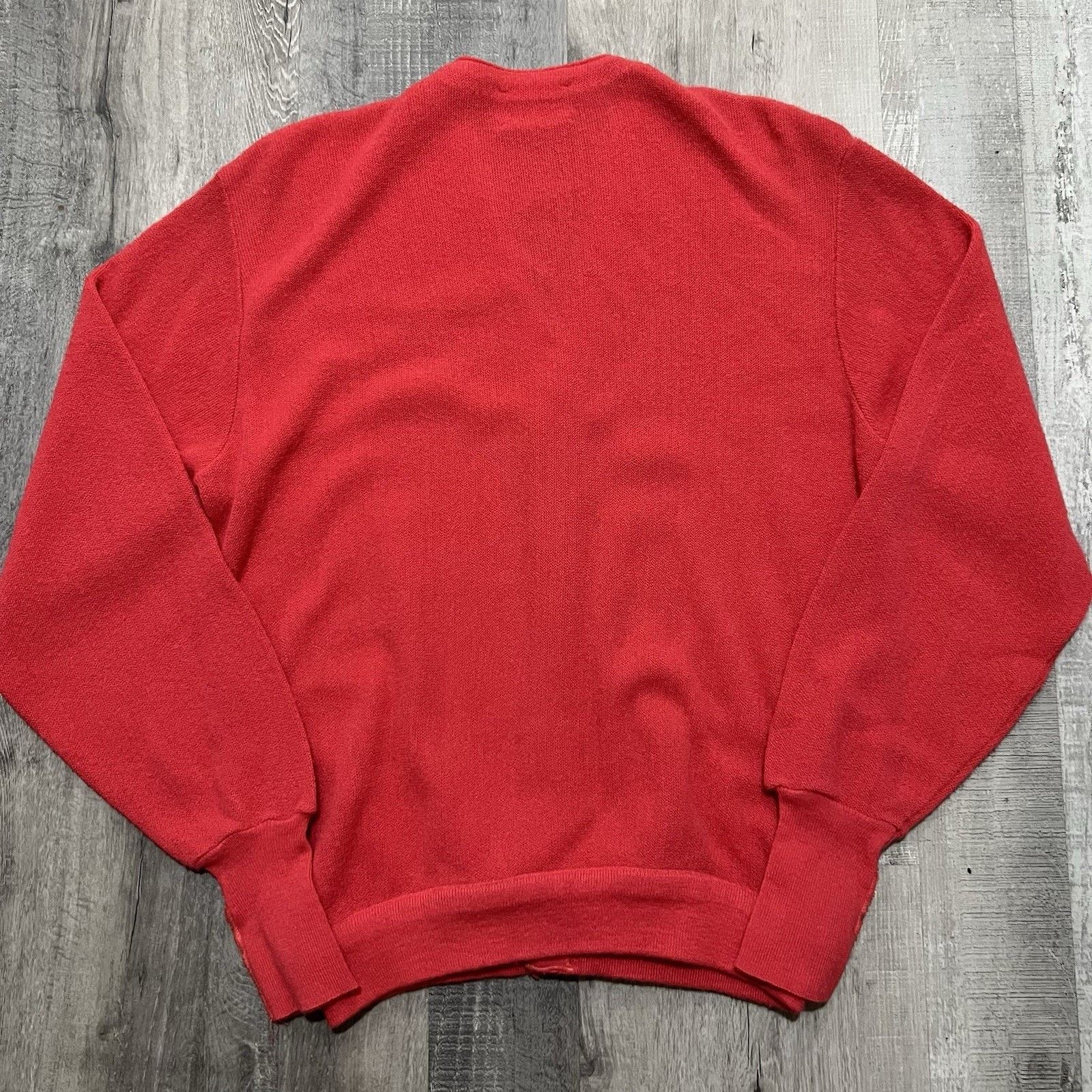 Vintage VTG Lord Jeff Salmon Pink Cardigan 80s Knit Cardigan Sweater Size US XL / EU 56 / 4 - 2 Thumbnail
