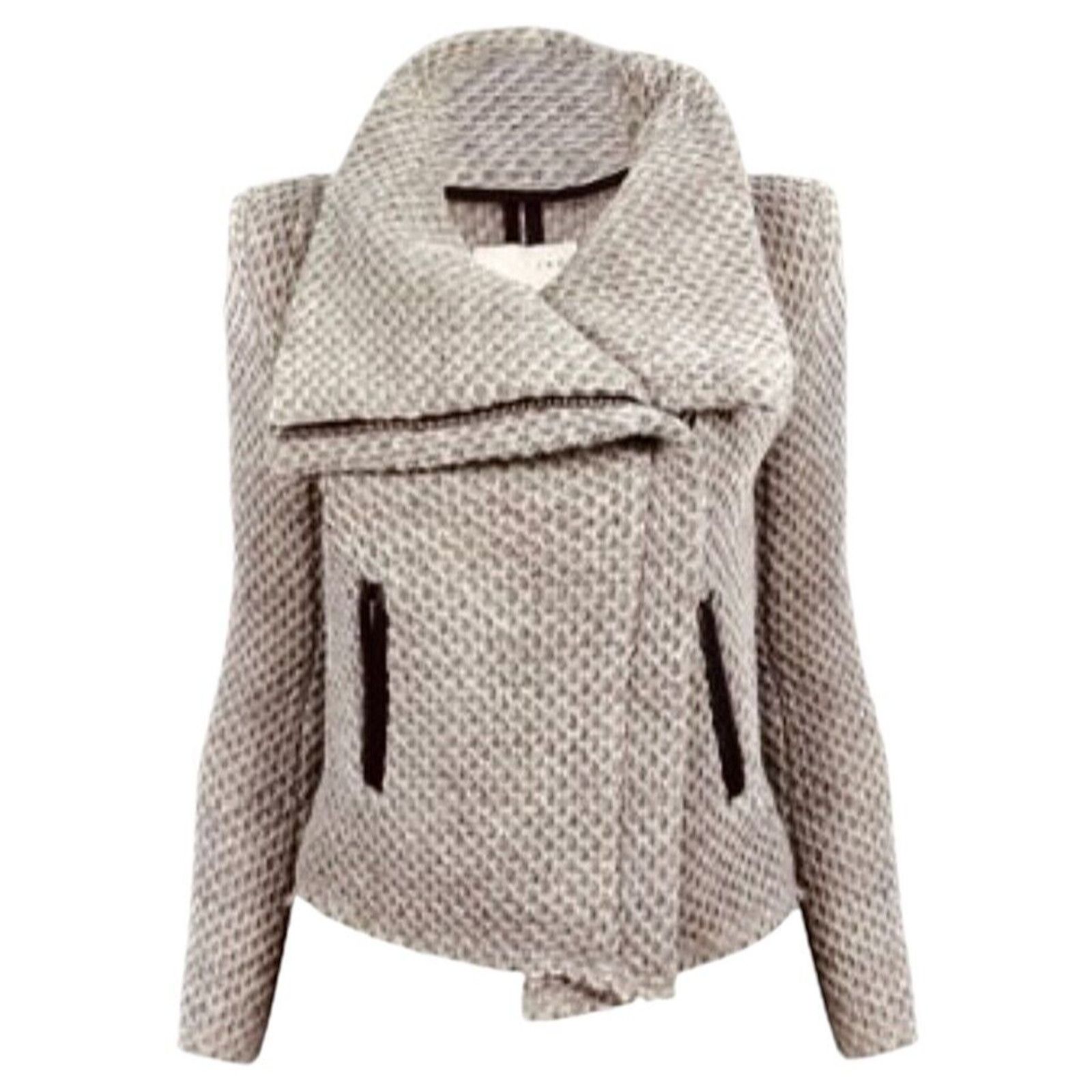 Iro IRO Kristen Taupe Honeycomb Front Zip Long Sleeve Jacket 3 Size S / US 4 / IT 40 - 1 Thumbnail