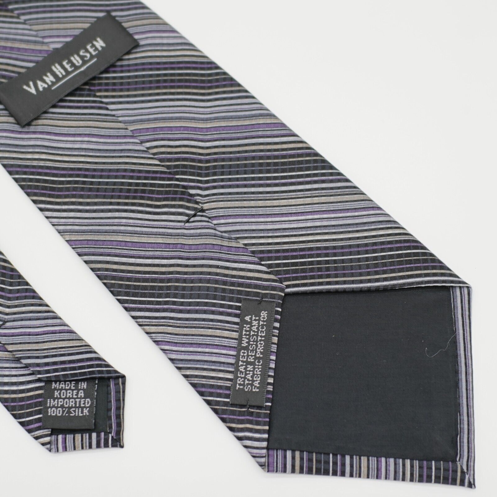 Van Heusen Van Heusen Black Purple Tan Striped Print Stain Resistant Wi Size ONE SIZE - 6 Thumbnail