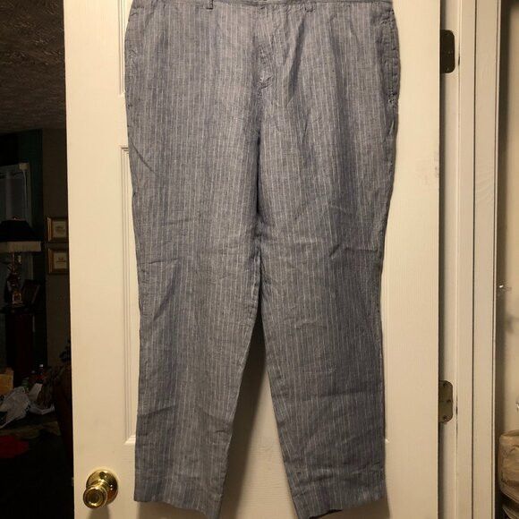Black Brown 1826 black brown 1826 men's gray 100%linen pants size: 42/30 Size 42R - 1 Thumbnail