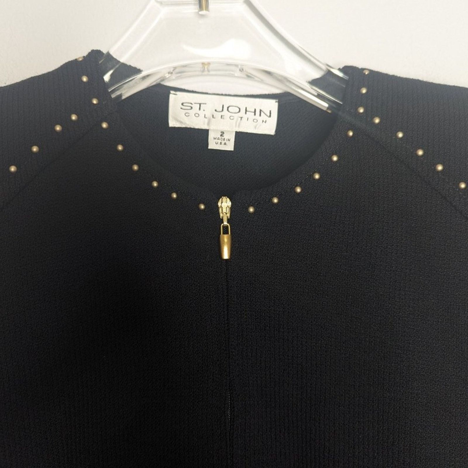 St. John St. John Vintage Black Full Zip Long Sleeve Jacket Studded 2 Size S / US 4 / IT 40 - 10 Thumbnail