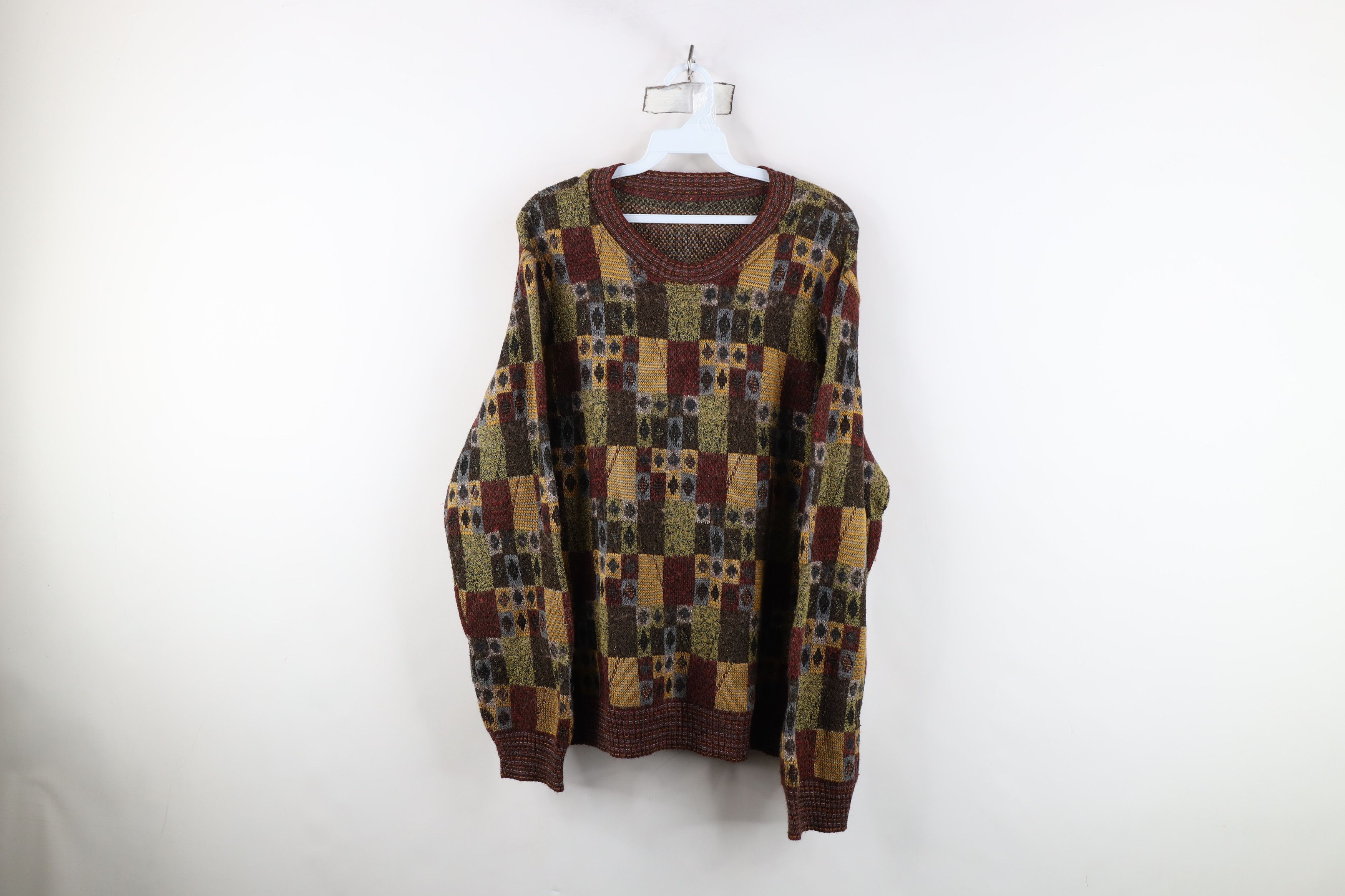Vintage Vintage 90s Streetwear Checkered Knit Crewneck Sweater Size US M / EU 48-50 / 2 - 1 Thumbnail