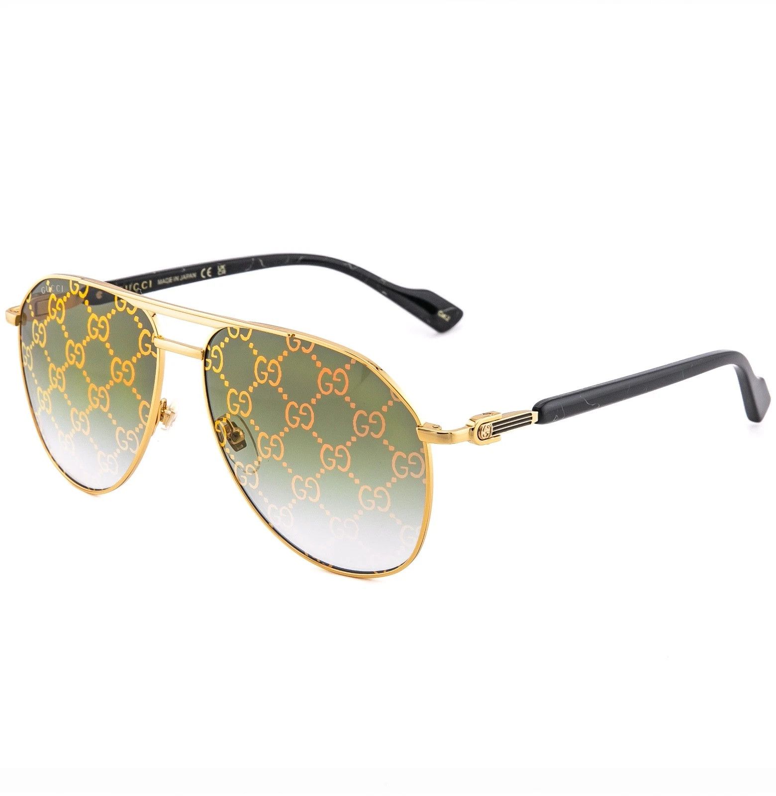 Gucci GUCCI 1220 Gg1220S Gold Green Mirror Aviator Sunglass 004 Size ONE SIZE - 4 Thumbnail