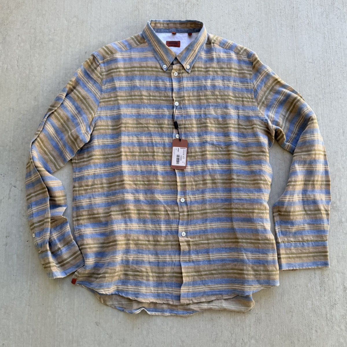 Missoni Missoni Orange Label Shirt Men Size 54 Linen Blend Striped Size US XL / EU 56 / 4 - 1 Thumbnail