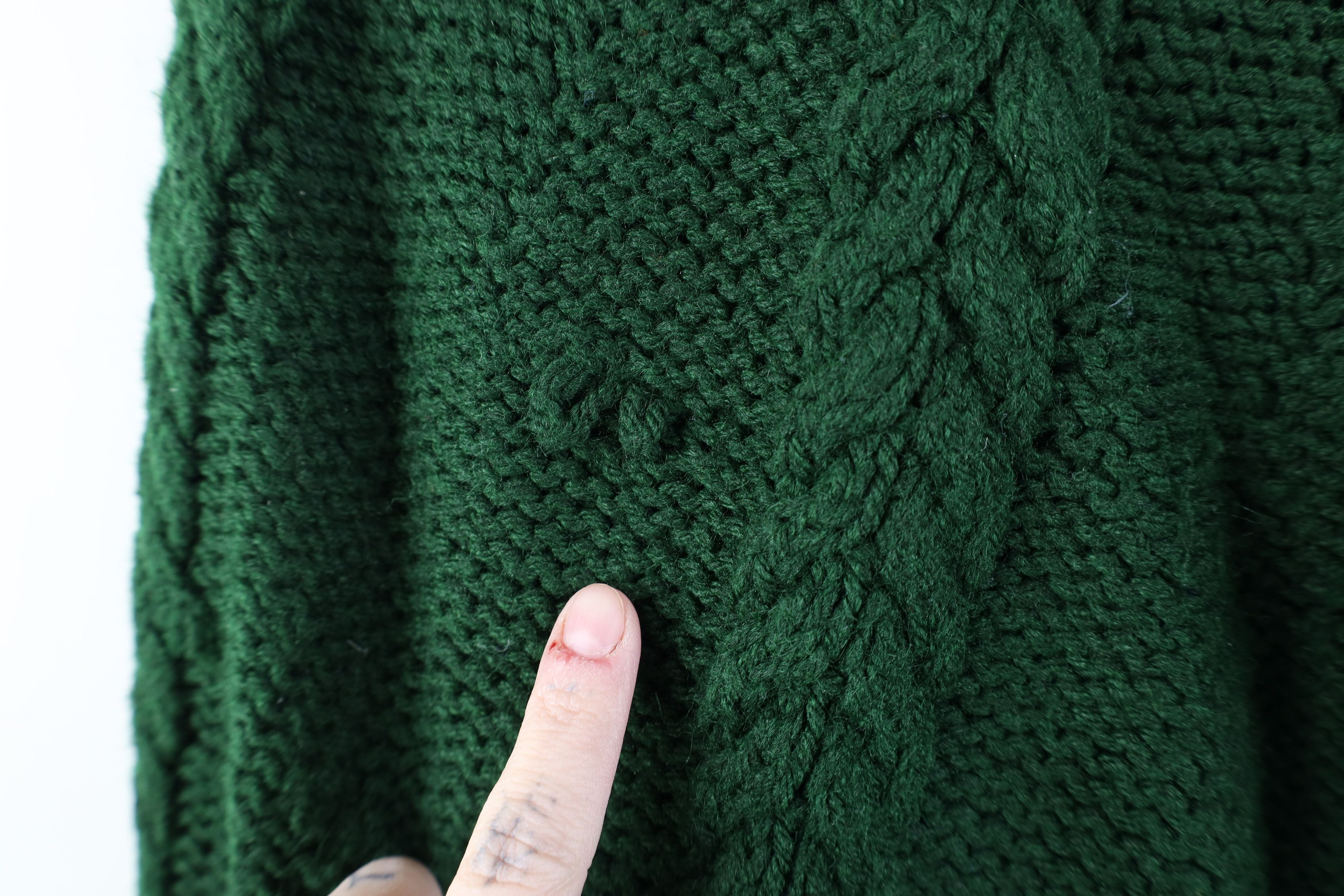Vintage Vintage 50s 60s Boho Chic Cable Fringed Sweater Cape Green Size ONE SIZE - 5 Thumbnail