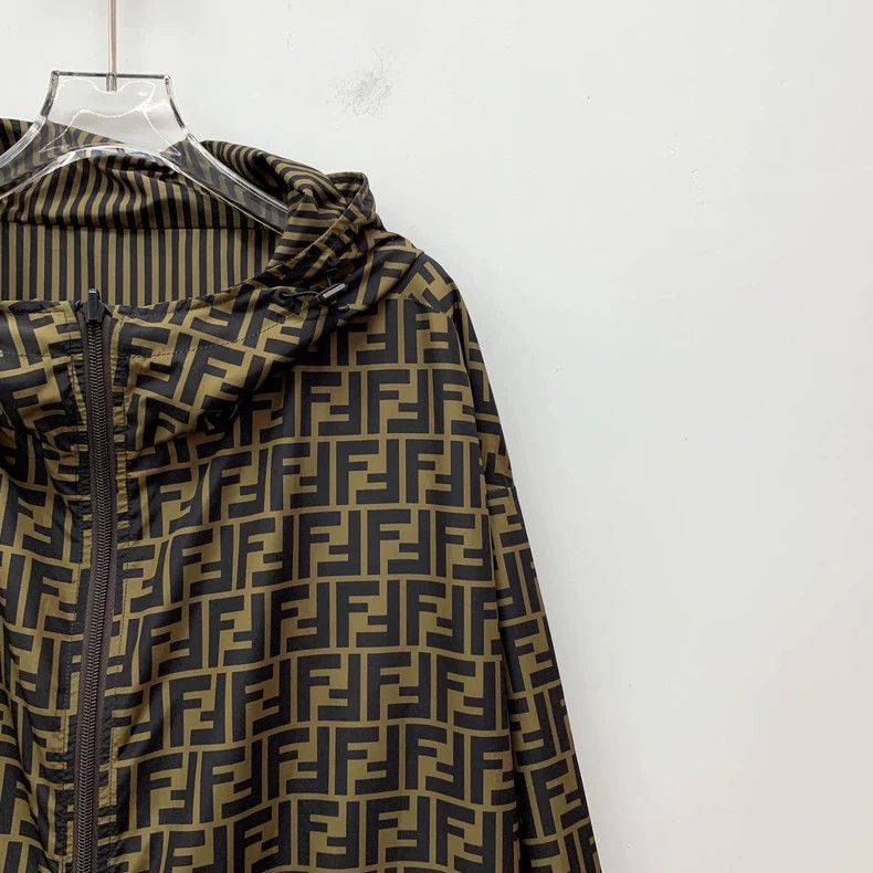 Fendi FENDI Dark brown logo letter full-print reversible hooded Size US S / EU 44-46 / 1 - 8 Thumbnail