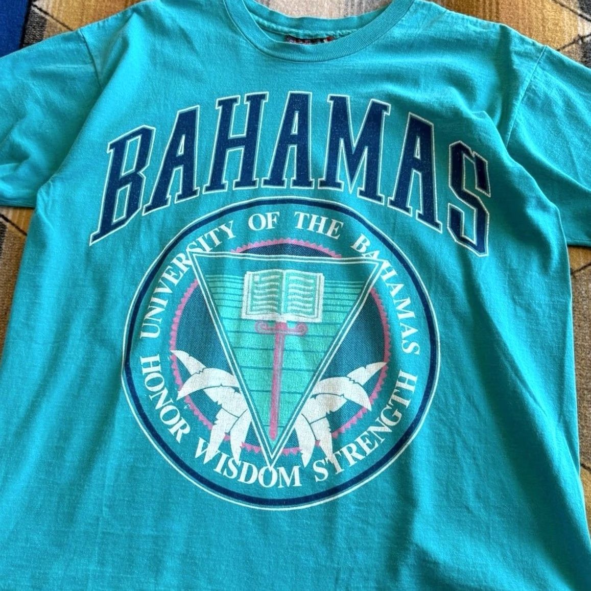Vintage VINTAGE 90s University Of Bahamas T-Shirt Beach Large L Men Short Sleeve Solid Blue 90s College University Beach Shirt Mens Size US L / EU 52-54 / 3 - 2 Thumbnail