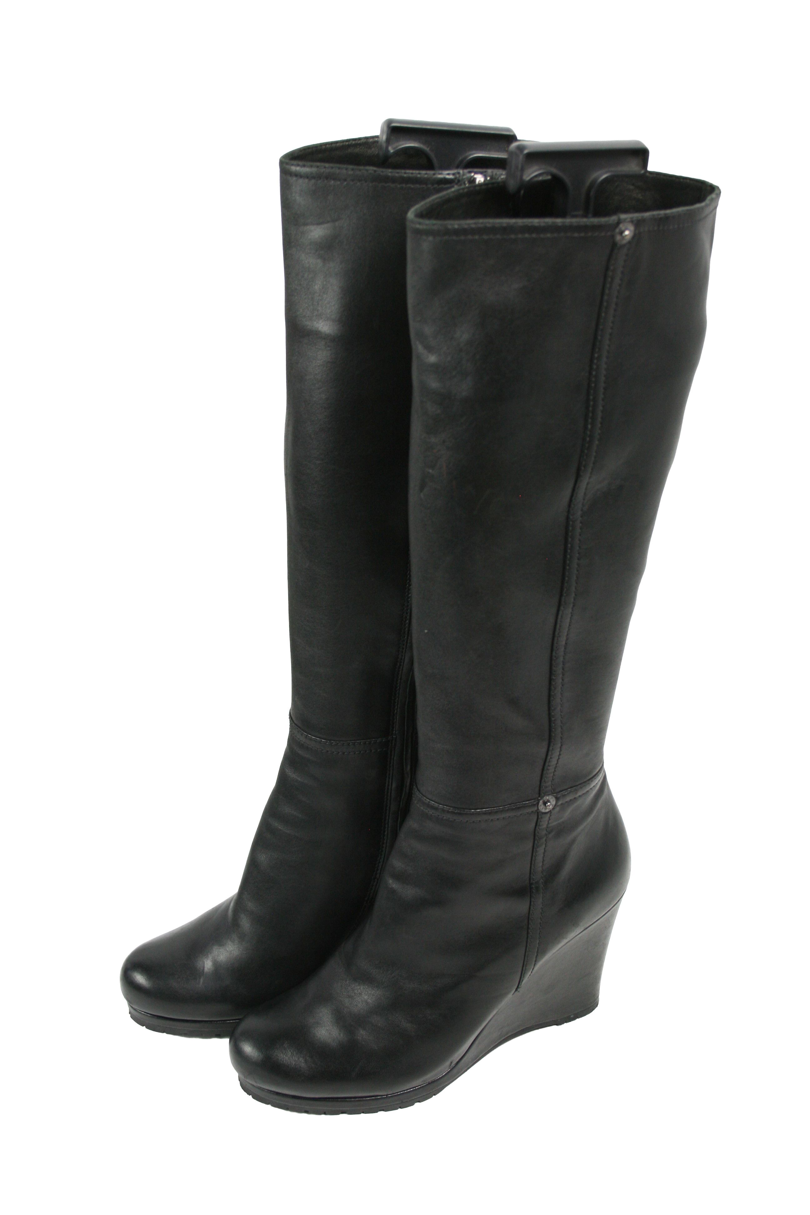 Prada Wedge Y2K Knee Riding Boots Size US 7 / IT 37 - 3 Thumbnail
