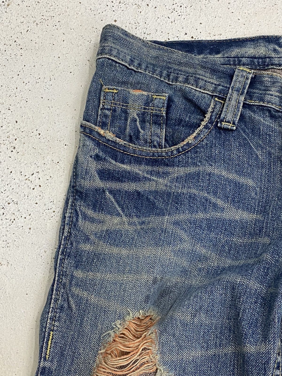 If Six Was Nine × Japanese Brand × Le Grande Bleu (L.G.B.) Flare Distressed Denim Orange Mud Jean Size US 30 / EU 46 - 8 Thumbnail