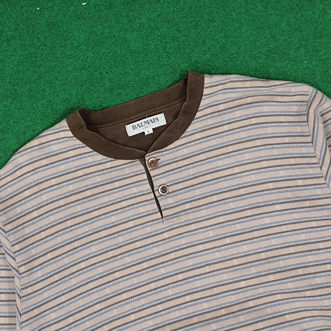 Vintage Balmain Paris Stripes Button Sweatshirt