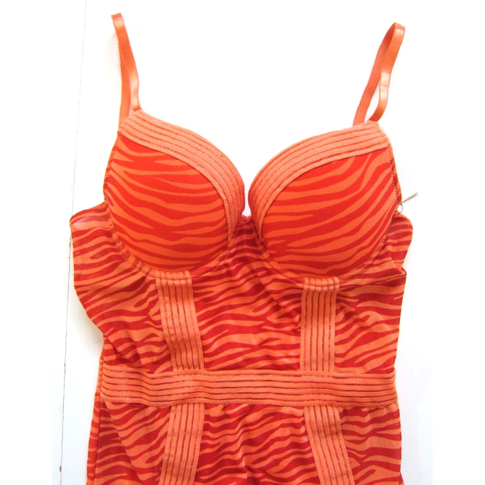 Vintage French Affair Tea Rose Stripe Bodysuit Lingerie One Piece M Womens Size M / US 6-8 / IT 42-44 - 3 Thumbnail