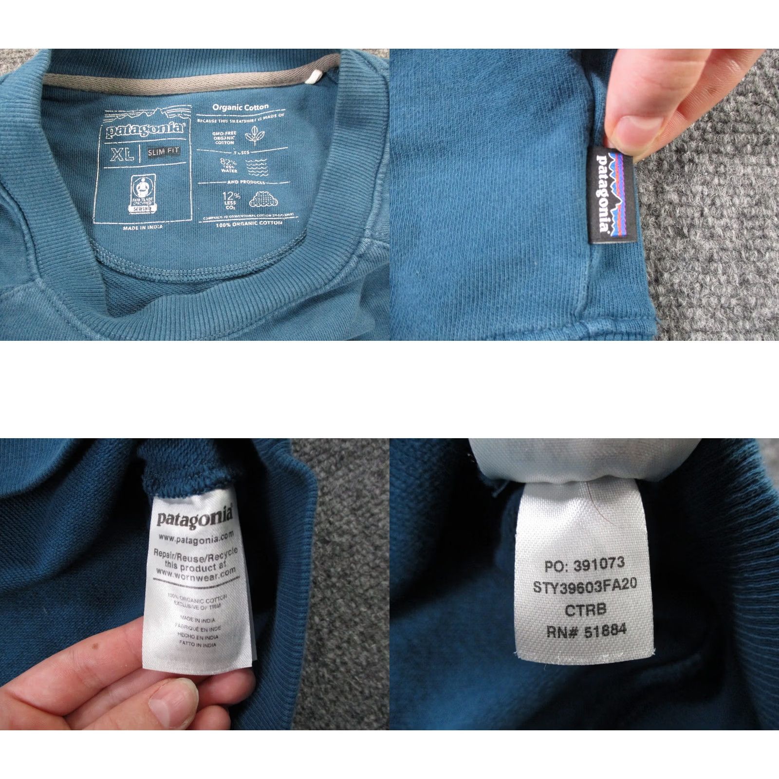 Patagonia Patagonia Sweatshirt Men XL Blue Logo Crew Neck Pullover Knit Cotton Regular Fit Sweatshirt Size US XL / EU 56 / 4 - 8 Thumbnail