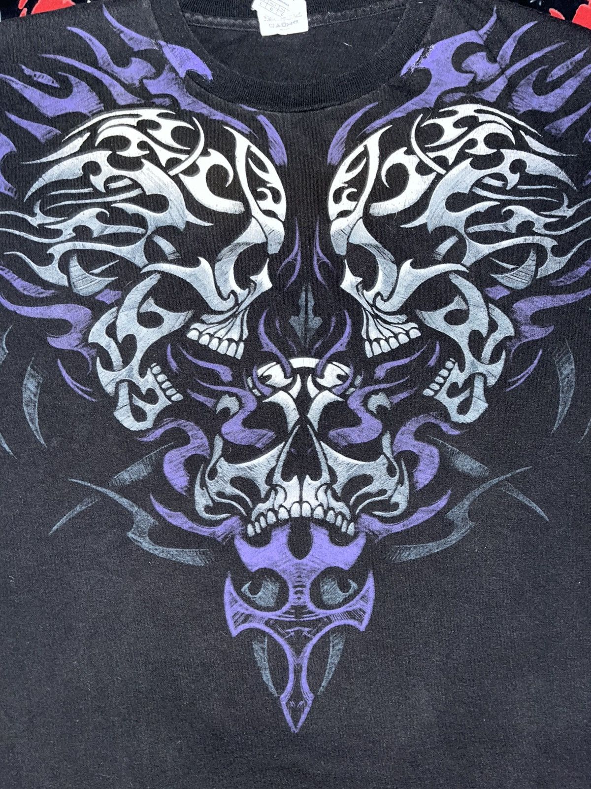 If Six Was Nine Crazy Y2K Faded Thrashed Grunge ERD Skater Tribal Skulls Tee Size US L / EU 52-54 / 3 - 2 Thumbnail