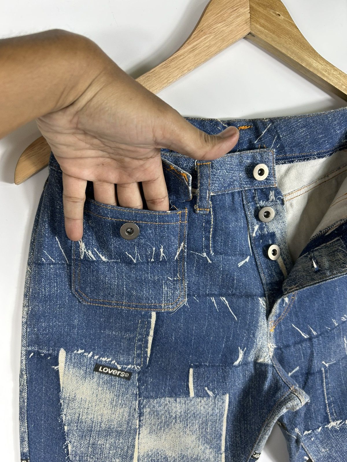 Super Lovers 🔥Vintage Y2K Super Lover Pacthwork Flared Denim Size 28" / US 6 / IT 42 - 10 Thumbnail