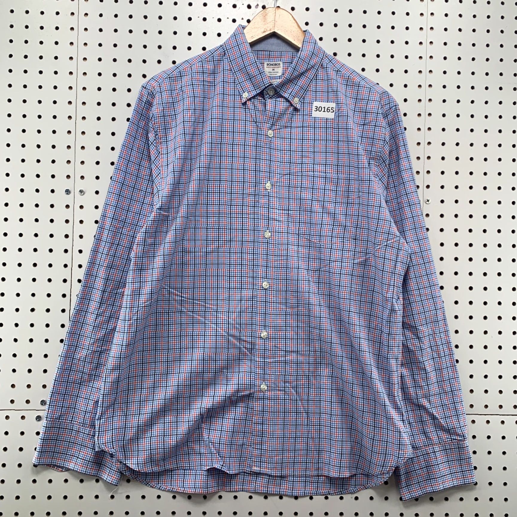 Bonobos Bonobos Button-Down Shirt Mens Medium Blue Red Check Long Sleeve 22x29.5 Size US M / EU 48-50 / 2 - 2 Thumbnail