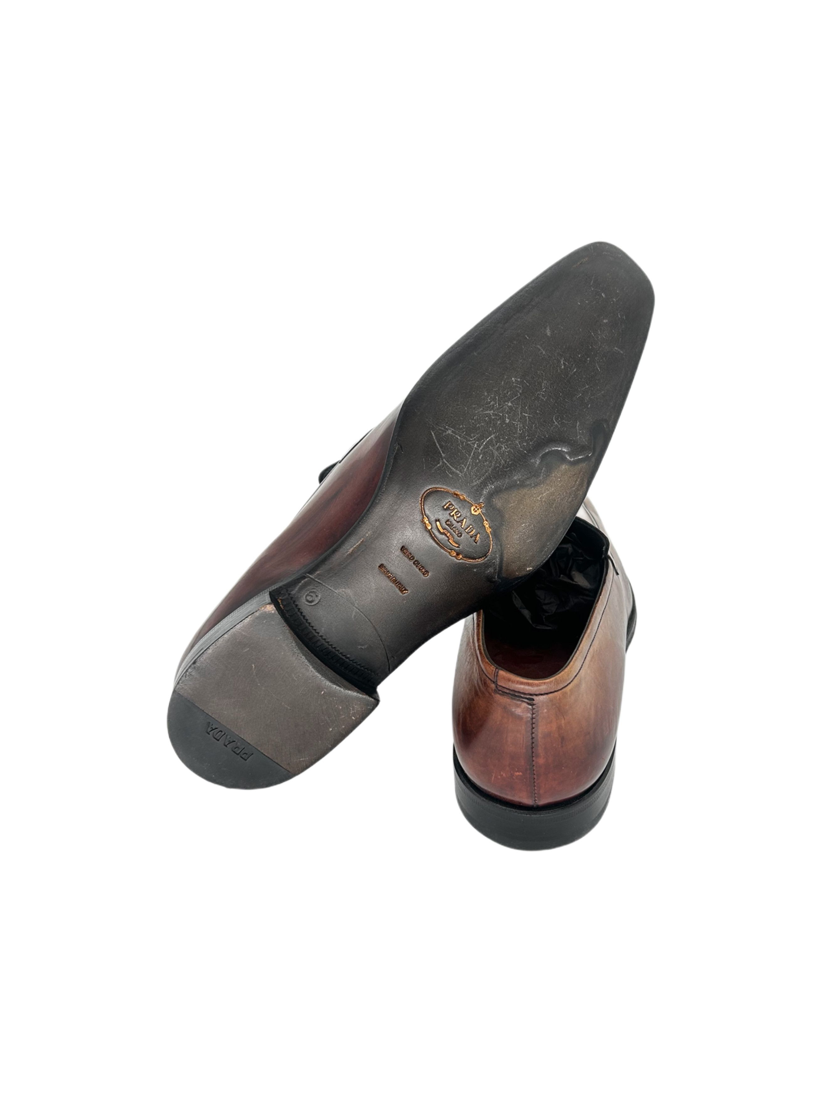 Prada Prada Burgundy Hi - Shine Leather Loafer Shoes Size US 7 / EU 40 - 5 Thumbnail