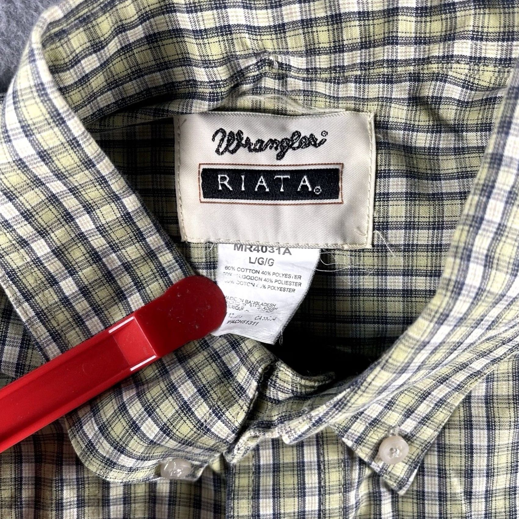 Wrangler Wrangler Riata Shirt Men's Size Large Grey Black Plaid Short Sleeve Button Down Size US L / EU 52-54 / 3 - 3 Thumbnail
