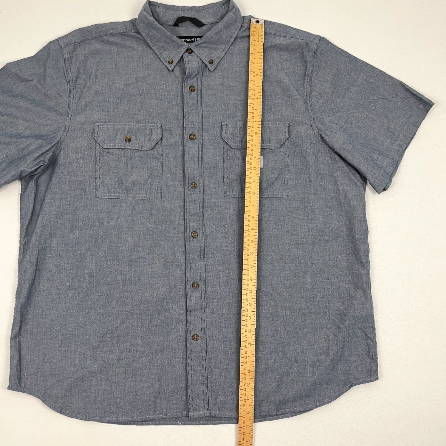 Carhartt Carhartt Mens 2XL Blue Button-Down Shirt Workwear Chambray Midweight Cotton Size US XXL / EU 58 / 5 - 3 Thumbnail