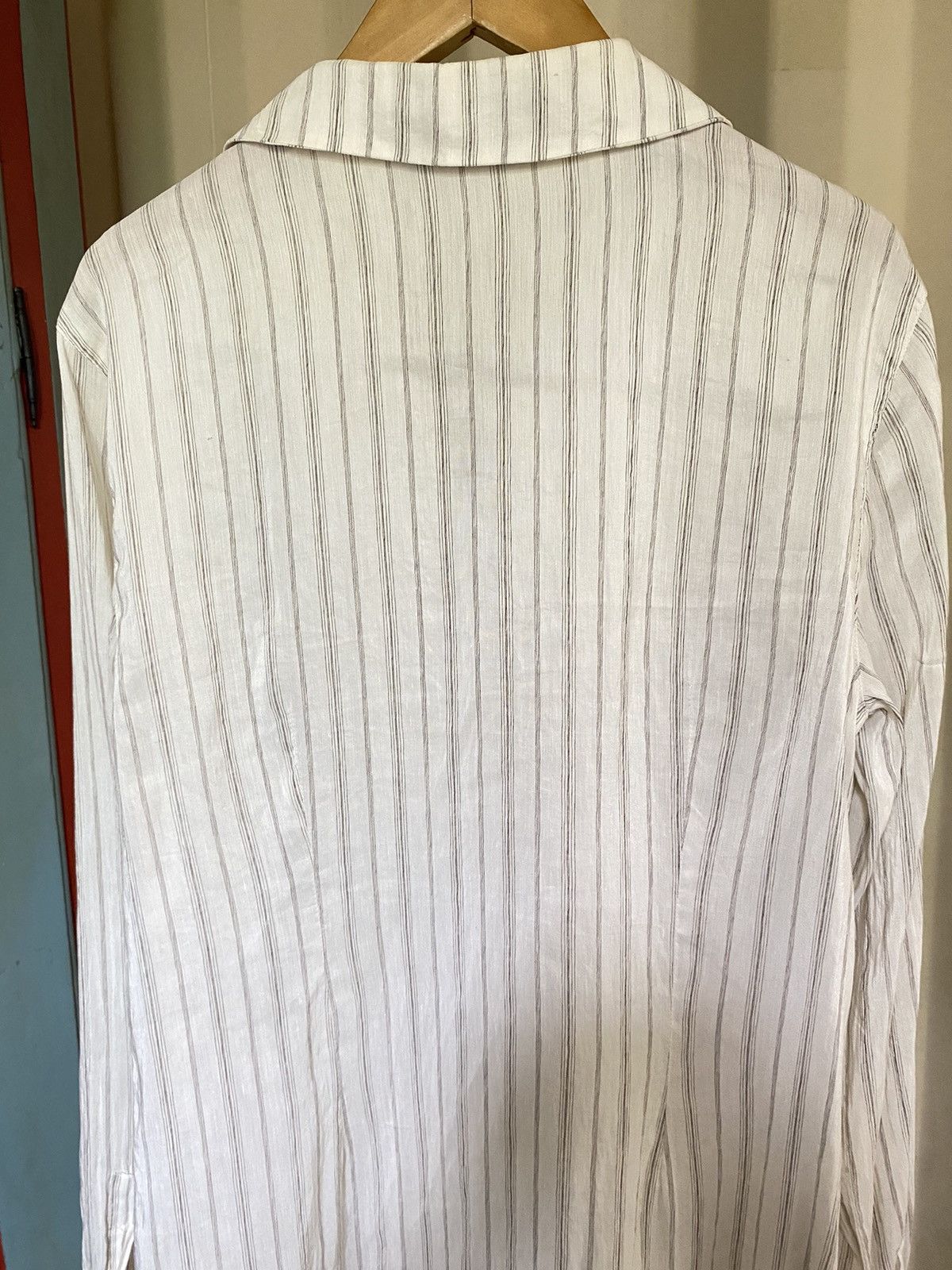 Max Mara MM by MaxMara White and Grey Striped Long-Sleeve Shirt Size ONE SIZE - 9 Thumbnail