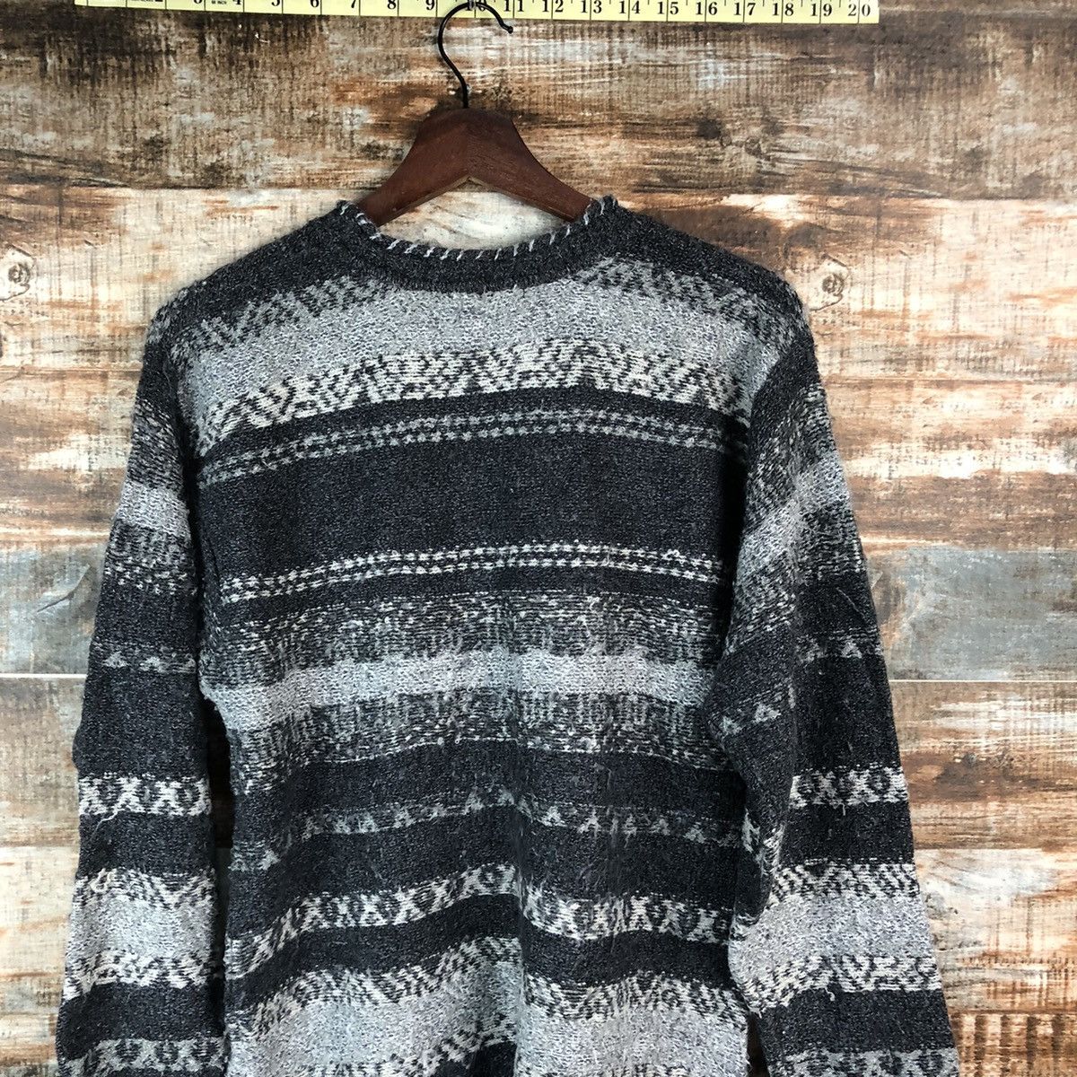 Homespun Knitwear DL Vino Rouge stripe Gray vintage Knitwear #C723 Size US M / EU 48-50 / 2 - 13 Thumbnail