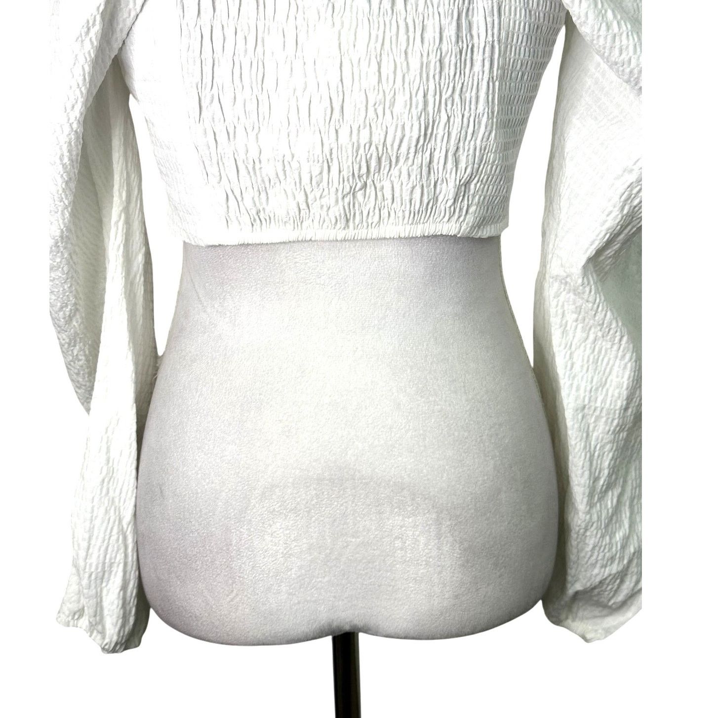 Topshop Topshop Crop Top Lace Up Front Long Sleeve Cropped White 6 Size M / US 6-8 / IT 42-44 - 7 Thumbnail