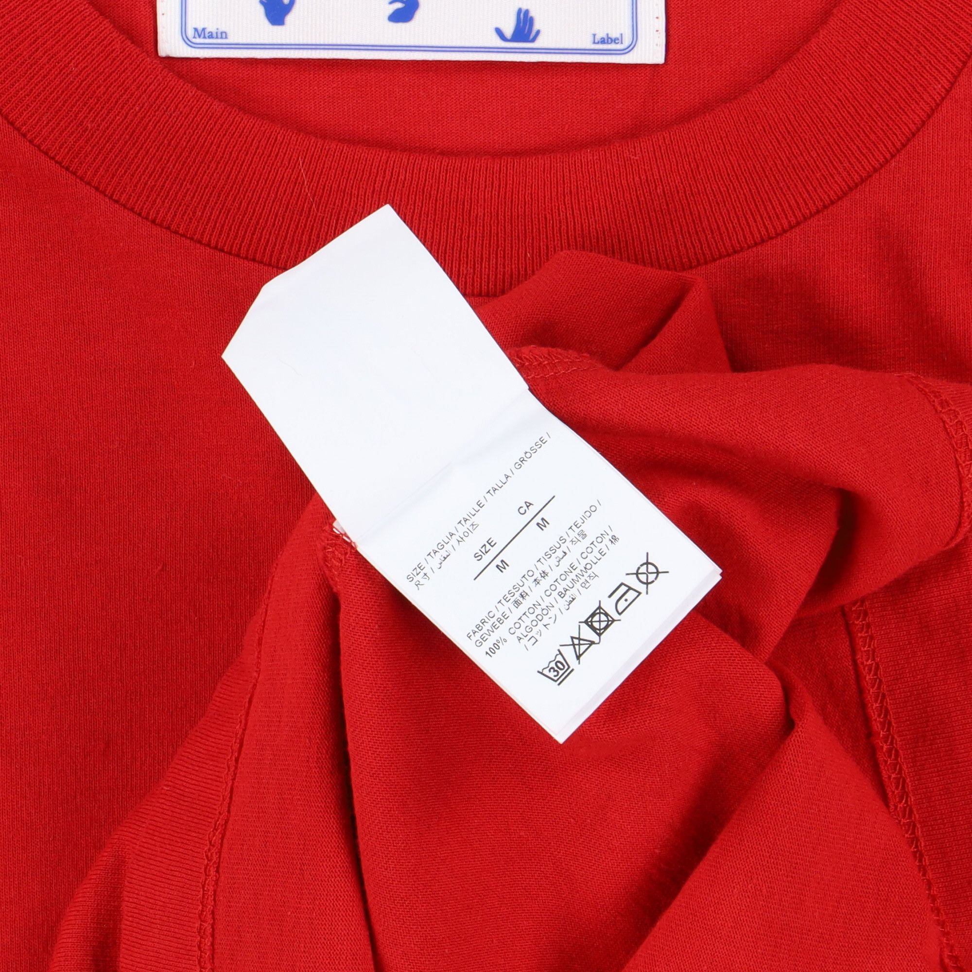 Off-White Red Cut Here Arrows Logo Oversized T-Shirt Size US M / EU 48-50 / 2 - 7 Thumbnail