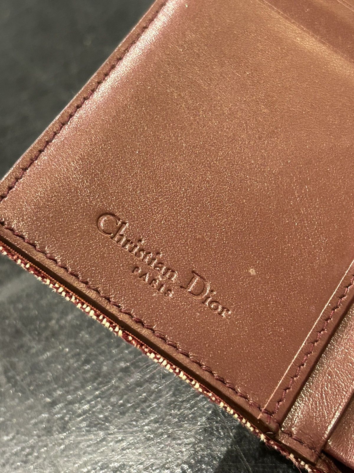 Dior Dior Burgundy Oblique Tri Fold Long Wallet Size ONE SIZE - 5 Thumbnail