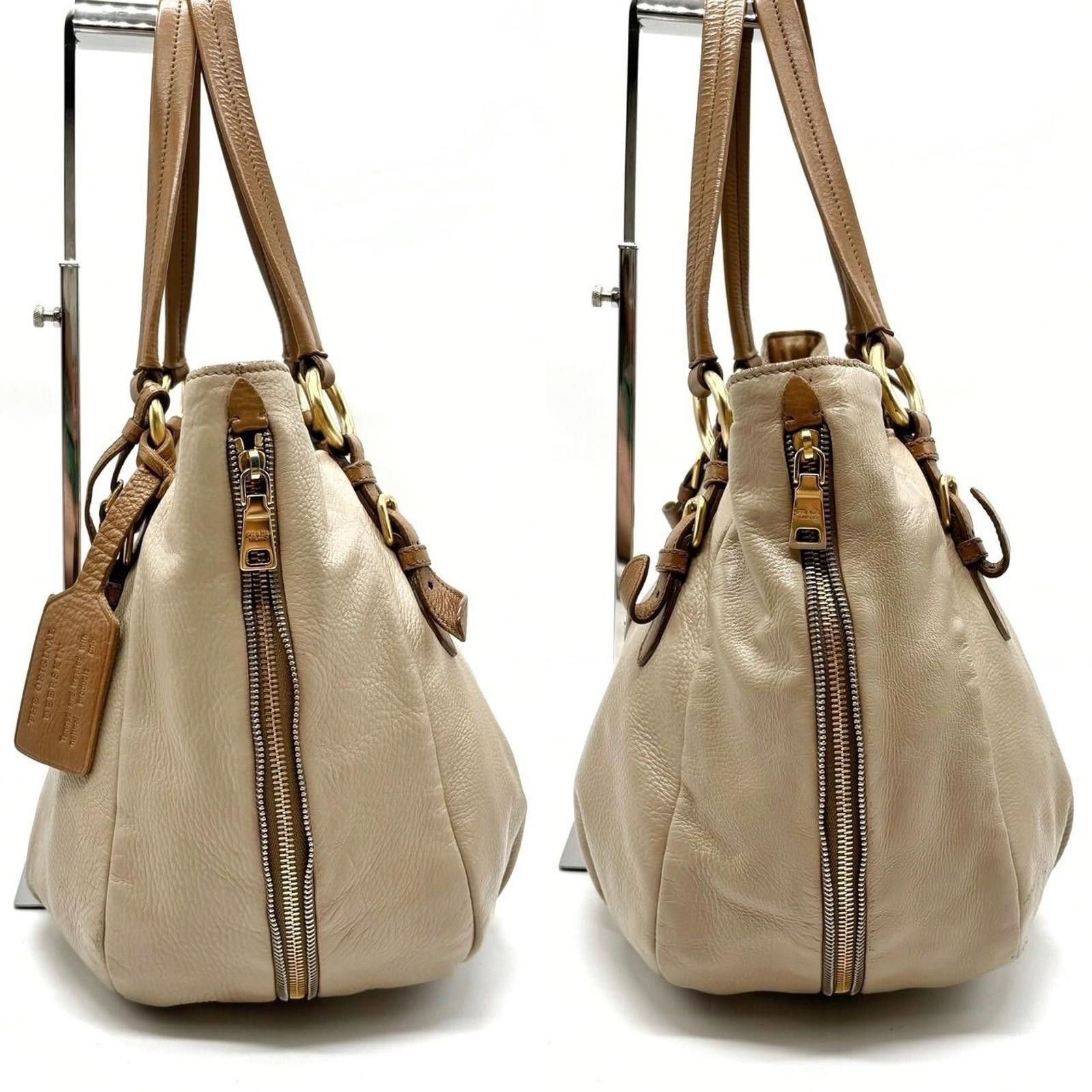 Prada Prada - Beige Leather Shoulder Bag Size ONE SIZE - 6 Thumbnail
