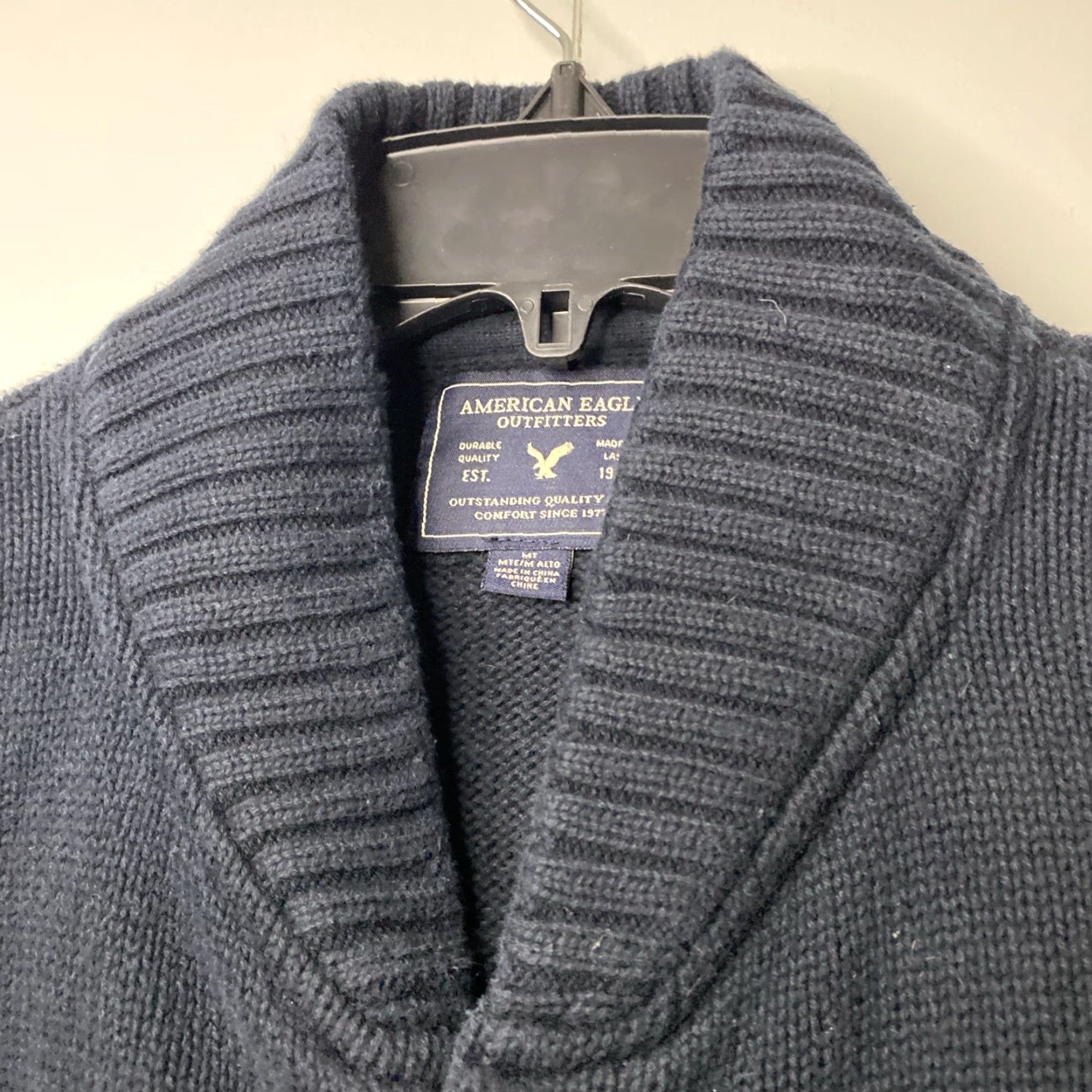 American Eagle Outfitters VINTAGE American Eagle Mens Cardigan Big & Tall MT Navy Grey Y2K Sweater Size US M / EU 48-50 / 2 - 2 Thumbnail