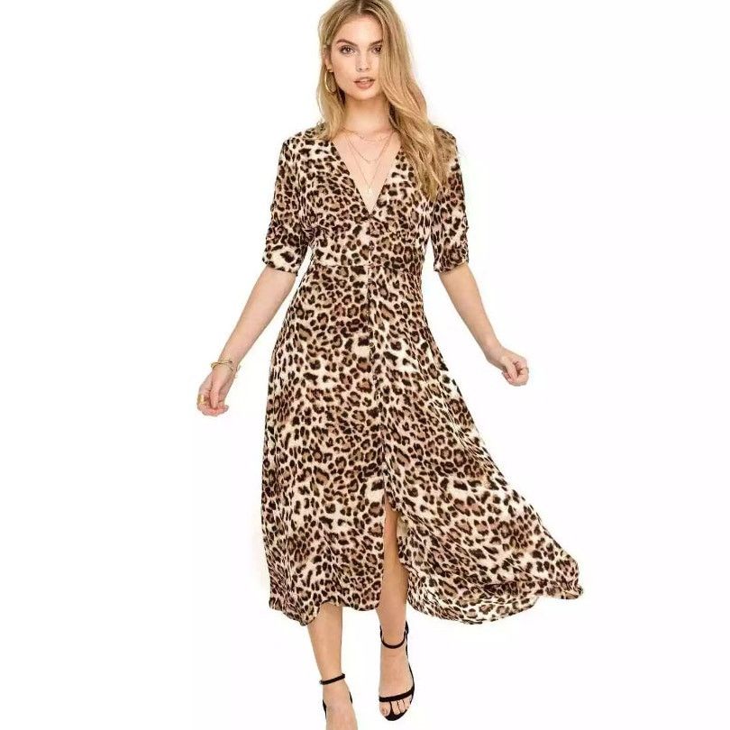 ASTR The Label ASTR The Label Womens Leopard Print Midi Dress Sz M Mob Wife Size M / US 6-8 / IT 42-44 - 1 Thumbnail