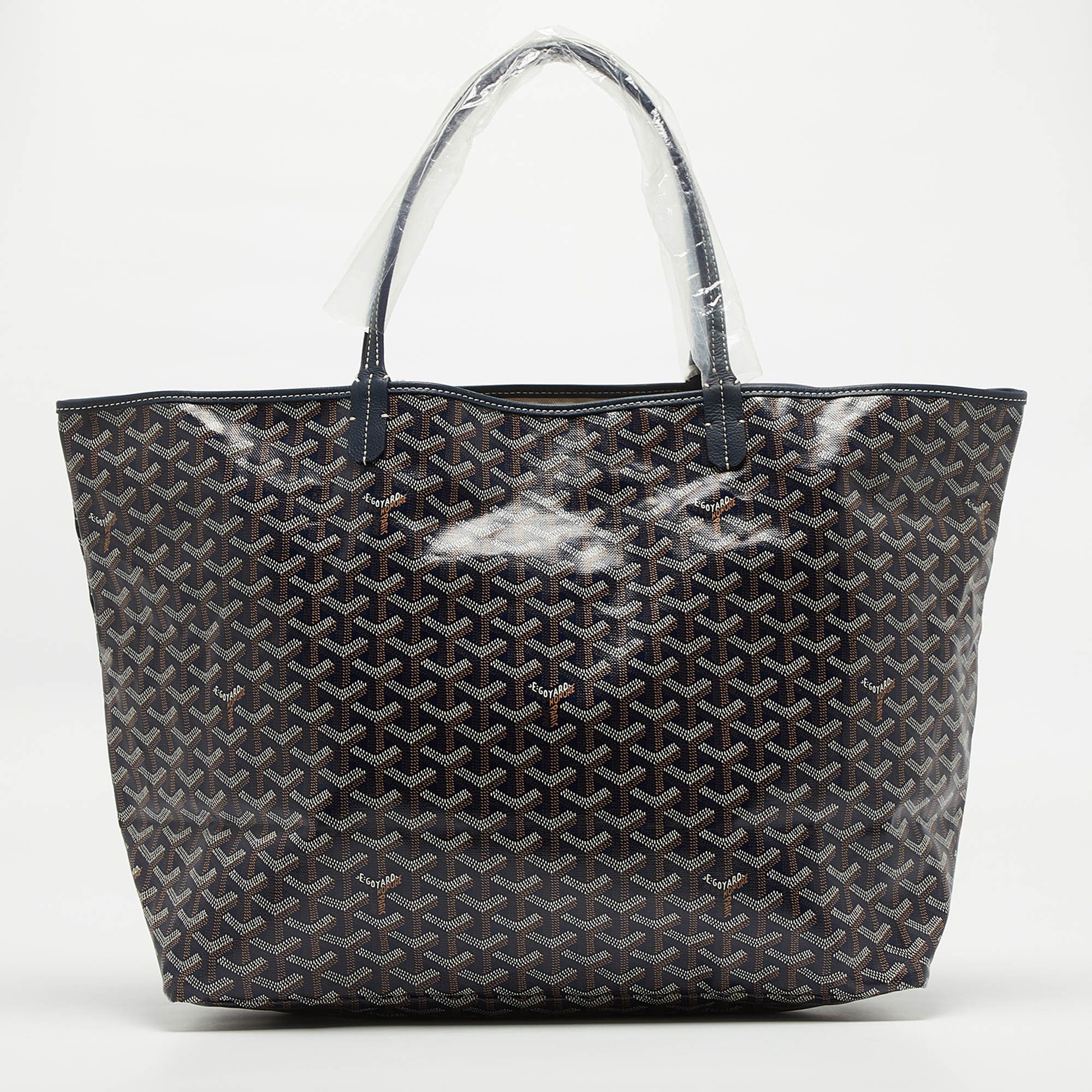 image of Goyard Blue Ine Coated Canvas And Leather Saint Louis Gm Tote, Women's