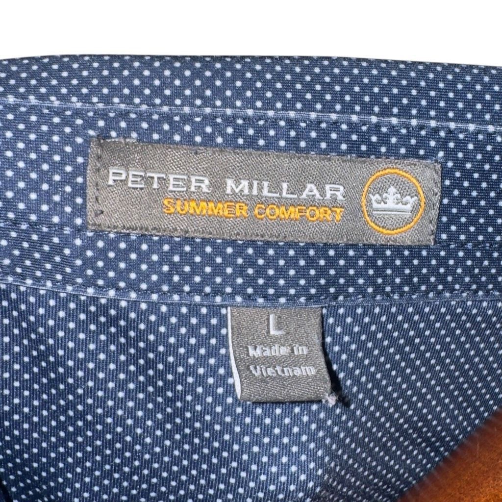Peter Millar Navy Peter Millar Summer Comfort Polka Dot Golf Polo Shirt L Size US L / EU 52-54 / 3 - 2 Thumbnail