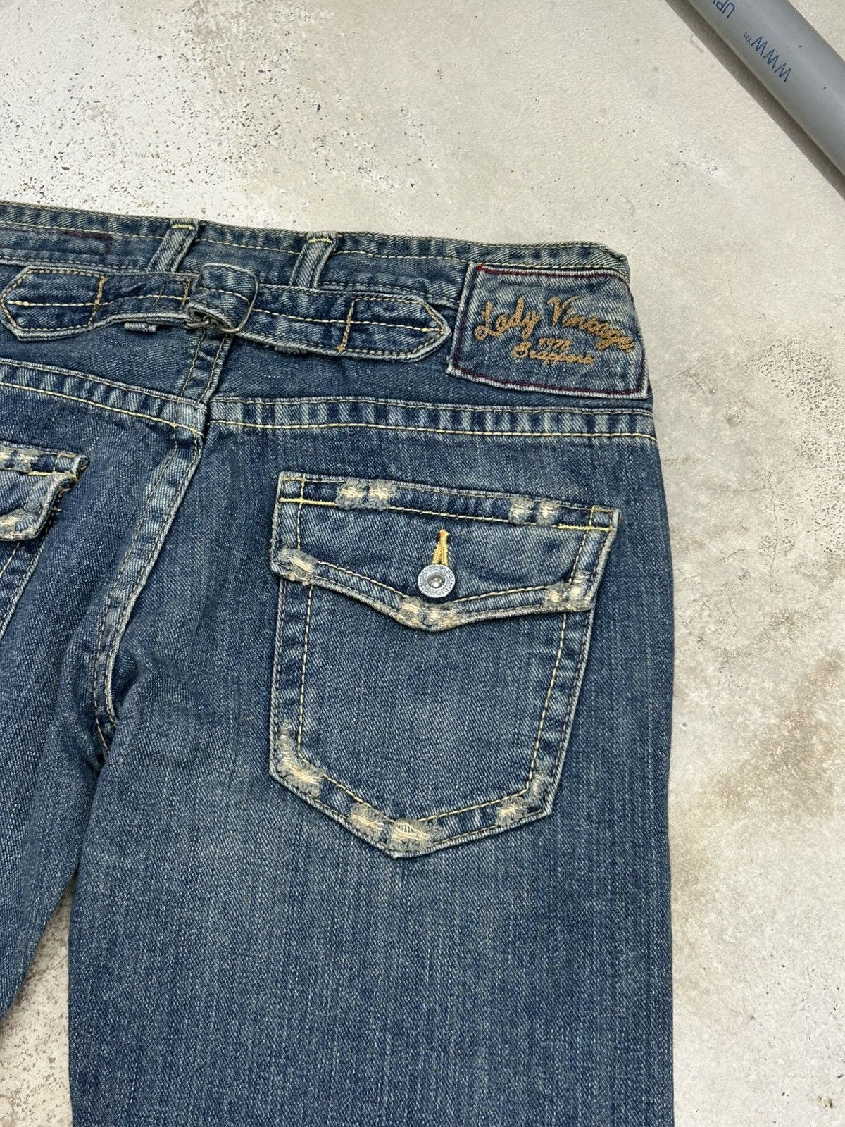 GOSTAR DE FUGA × Hysteric Glamour × Japanese Brand Brappers Jean Flare Rectangular Pocket Distressed Denim Size US 29 - 13 Thumbnail