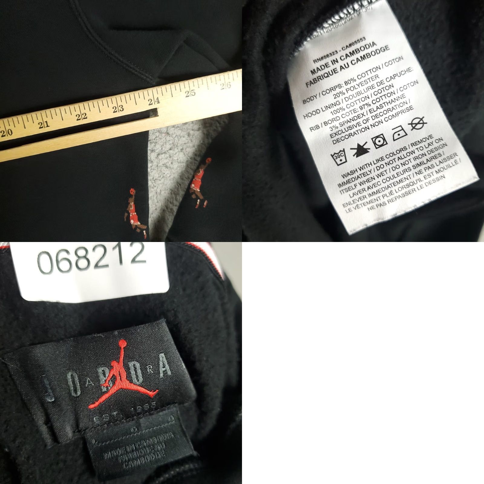 Jordan Brand Jordan Hoodie Mens Large Black Over Print Pullover Sweatshirt Sweatshirt Pullover Hoodie Jacket Nike Jordan Logo All Seasons Hooded Pockets Mens Size US L / EU 52-54 / 3 - 8 Thumbnail