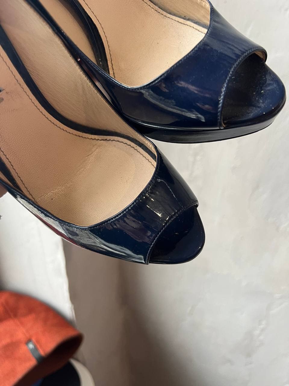 Prada PRADA NAVY PATERN LEATHER PLATFORM HEELS RARE SIZE 38.5 Size US 8.5 / IT 38.5 - 9 Thumbnail
