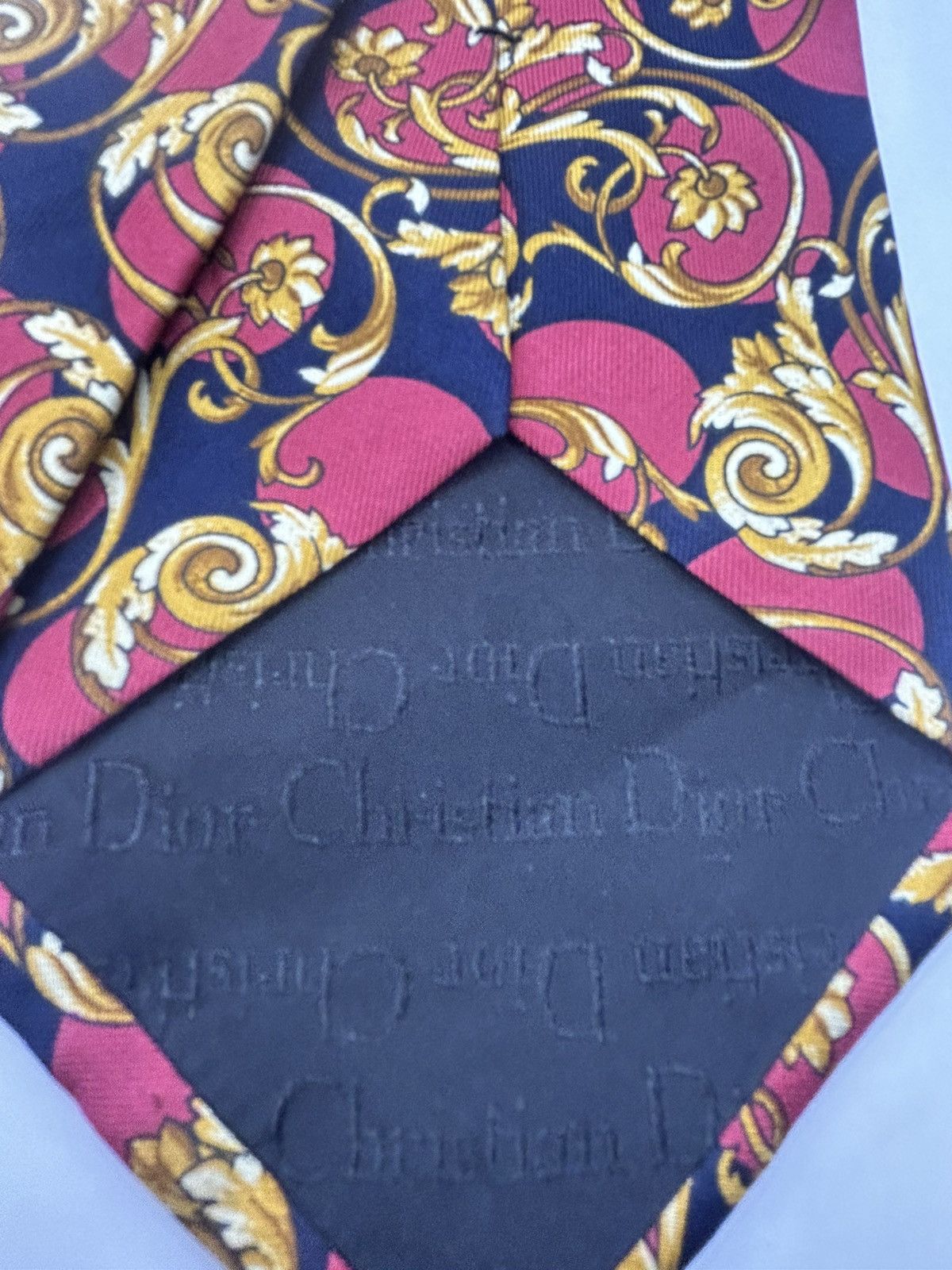 Christian Dior Monsieur Christian Dior Red & Gold Paisley Tie Size ONE SIZE - 3 Thumbnail