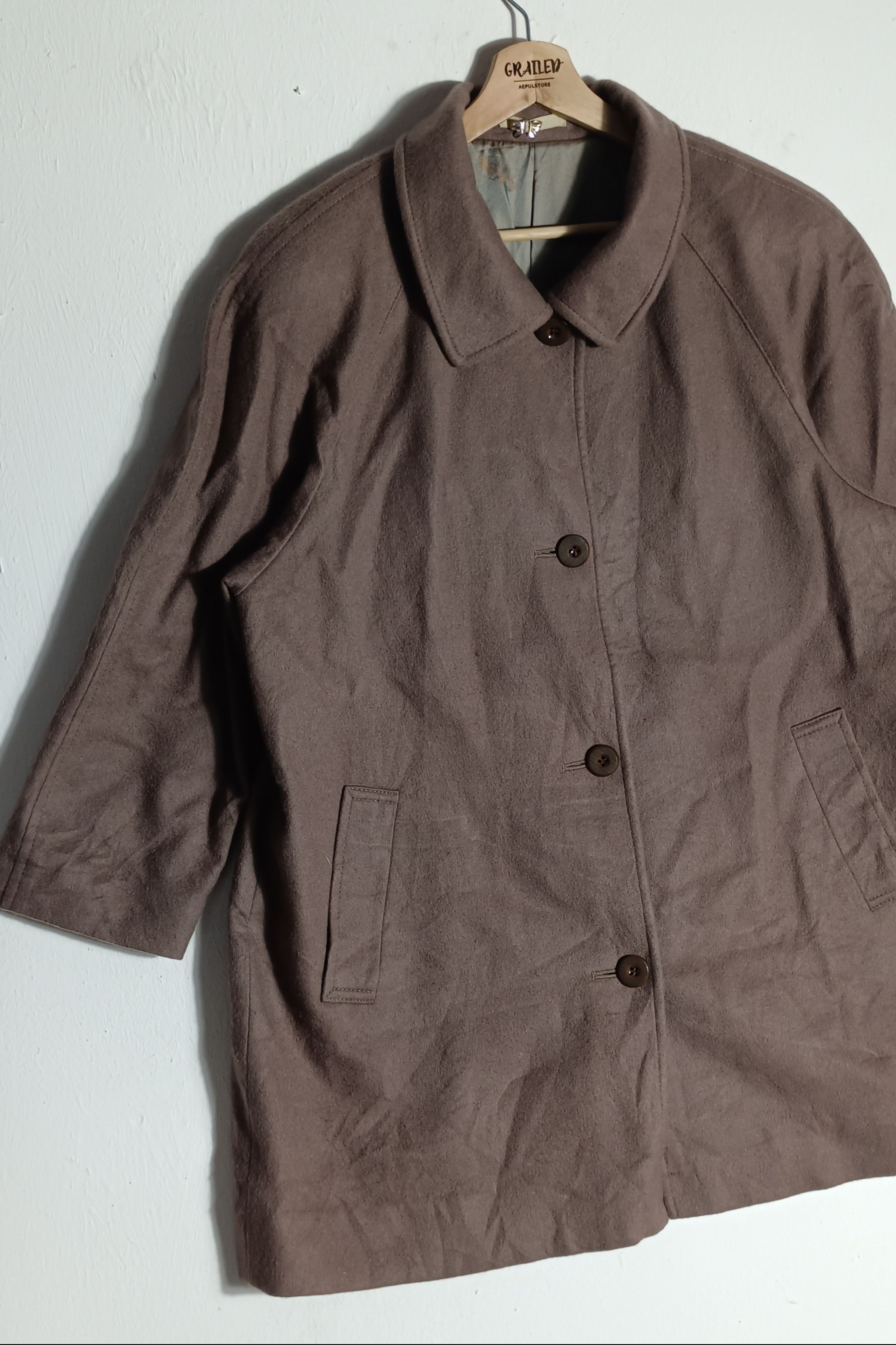 Crombie CROMBIE Scotland Charcoal Khaki 100% Cashmere overcoat Size US XXL / EU 58 / 5 - 7 Thumbnail