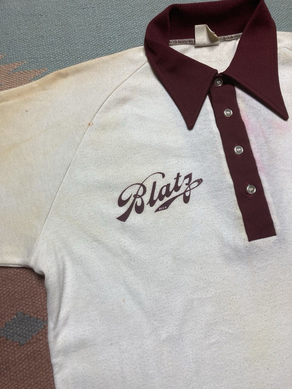 Vintage Vintage 70s polo shirt Blatz Beer dagger collar soft large Size US L / EU 52-54 / 3 - 4 Thumbnail